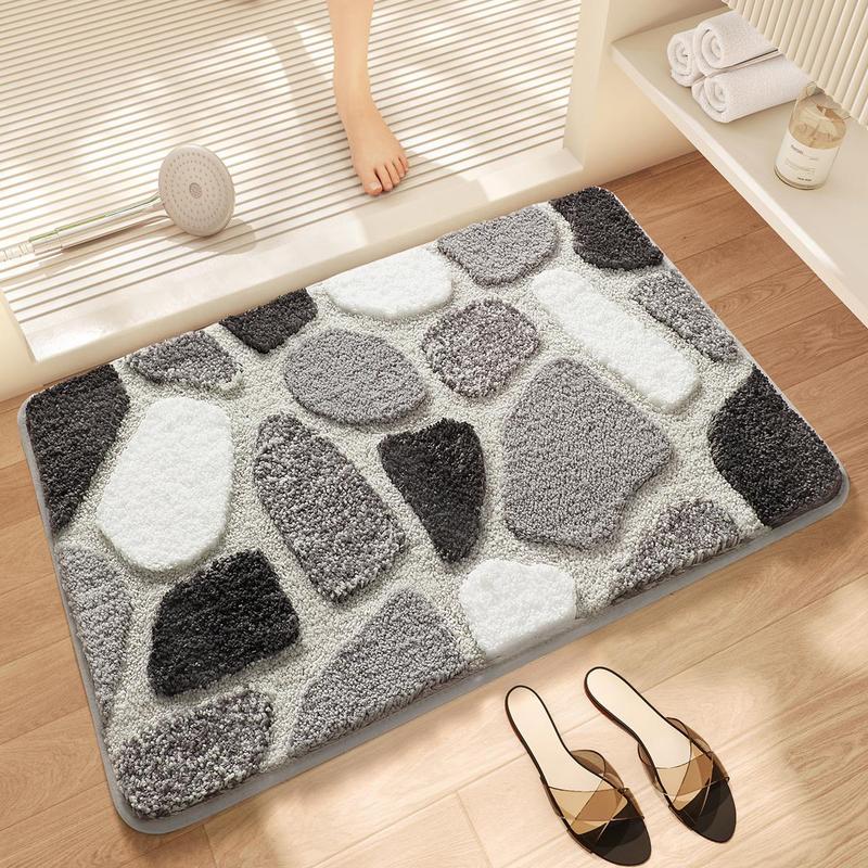 Stone Pattern Bathroom Mat, 1 Count Soft Thick Non-slip Comfortable Bath Mat,  Absorbent  Bath Rug for Bathroom  Home Dormitory Decor