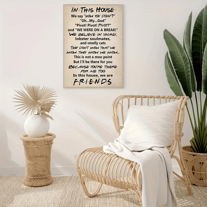 Print Poster, No Frame, Quotes Art, Friends Quotes Tv Poster In This House Sign Family Rules Friends Tv Show Painting Poster, Ideal Gift For Bedroom Living Room Corridor, Wall Art, Wall Decor, Fall Decor, Room Decoration Hanging Photo