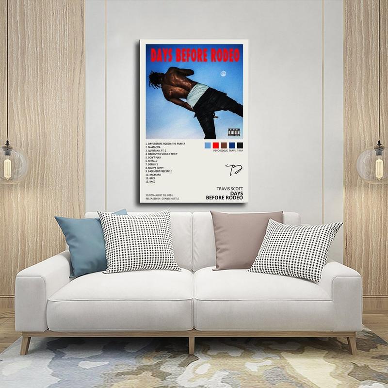 Travis Poster Scott Days Before Rodeo Music Album Cover Signed Limited Poster Canvas Poster Bedroom Decor Sports Landscape Office Room Decor Gift