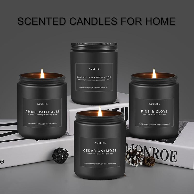 Scented Candles for Men | Amber & Patchouli Scented Candle - Candles for Men, Men Scented Candles for Home, Candle Gifts for Him Friend, Aromatherapy Candle in Black Jar