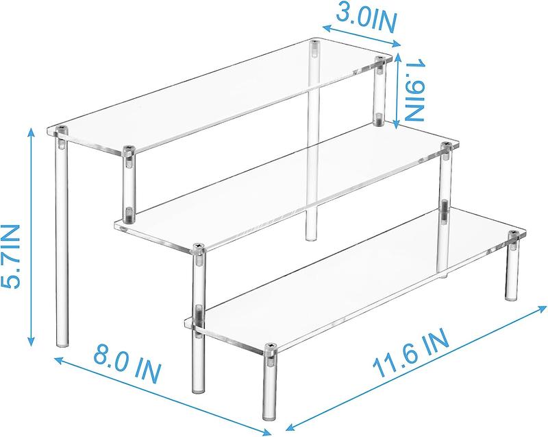 (ACT FAST!) Large Acrylic Display Risers, Perfume Stand Organizer, Clear Acrylic Shelf Risers for Display Stands for Food, Tabletop Use, Amiibo Funko POP Figure, 3 Tier Clear Cupcake Stand Risers