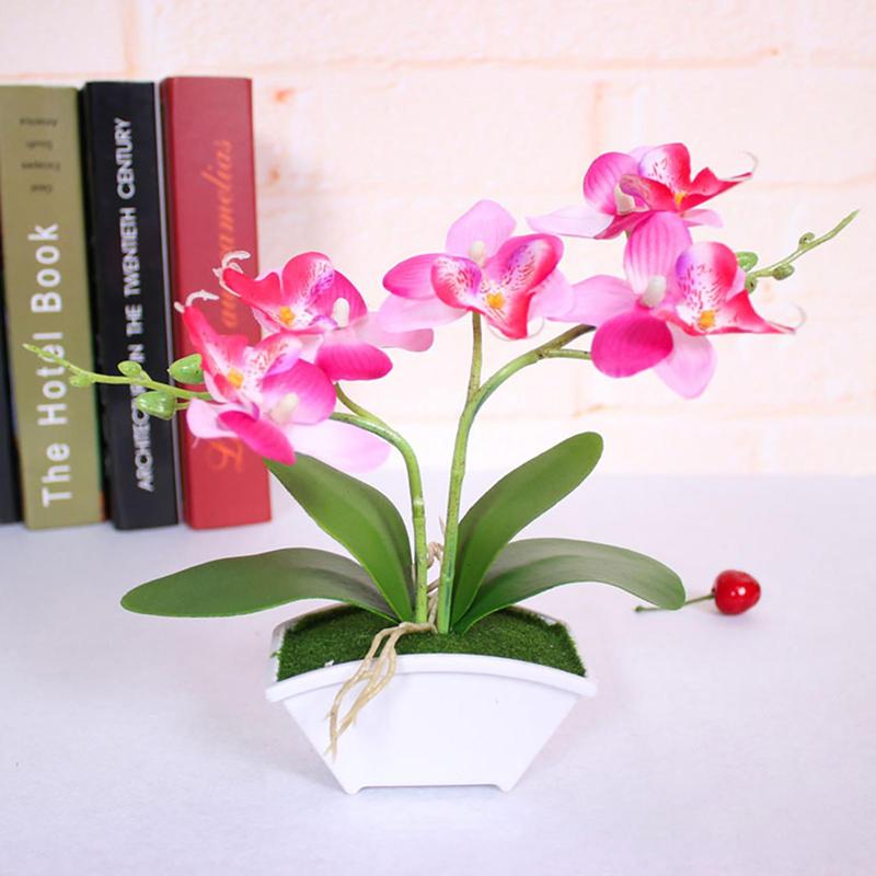 Artificial Butterfly Orchid Potted Plant, 1 Count Decorative Flowers & Plants for Home & Office Decor