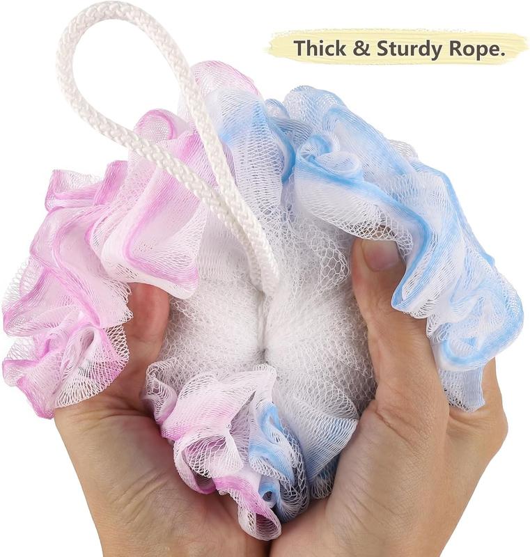 4 count Shower Loofahs  Sponge  Scrubber 75g pc Bath Puffs Shower Scrunchies Bathing Sponges for Women and Men