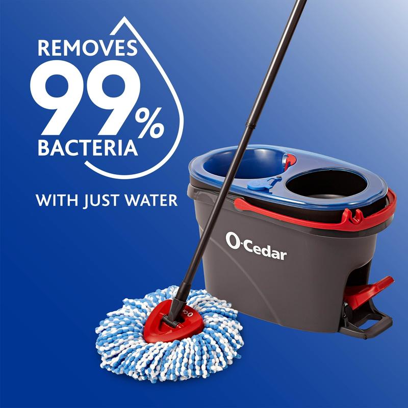 O-Cedar RinseClean Clean Water Spin Mop and Bucket System | Clean with Clean Water | Removes 99% of Bacteria || XZAVIOR