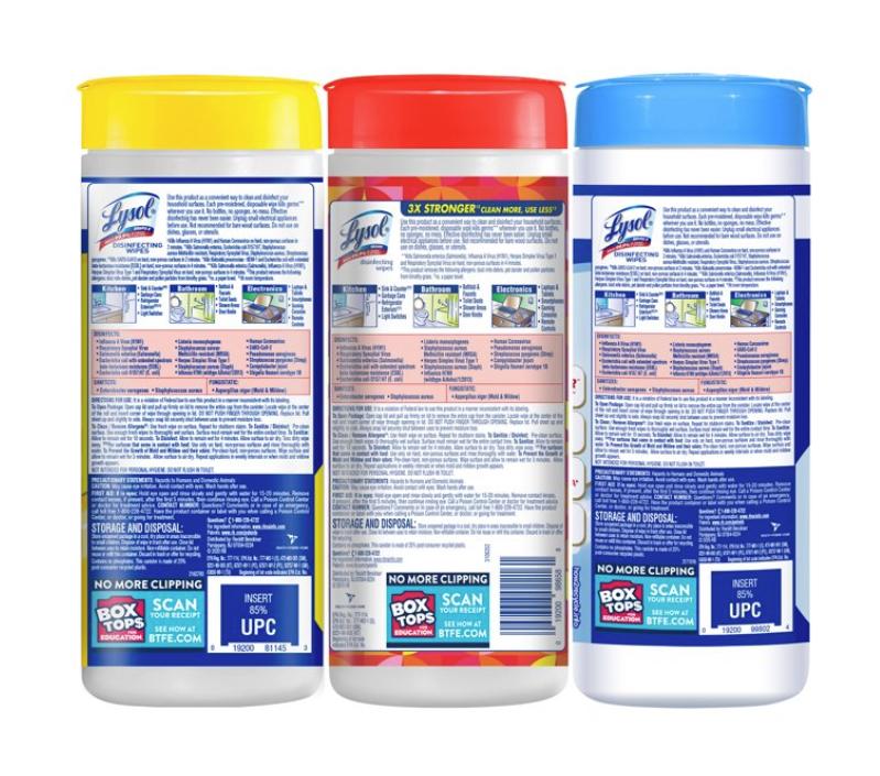 Lysol Disinfecting Wipes - (1 Lemon + 1 Brand New Day Mango & Hibiscus + 1 Crisp Linen) 4 (3x35) count