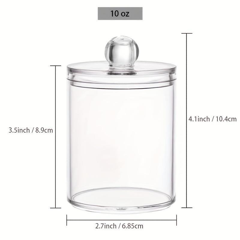 Clear Apothecary Jar with Lid, 2 Counts Storage Jar for Cotton Ball, Cotton Swab, Cotton Round Pads, Floss and More, Home Organizer