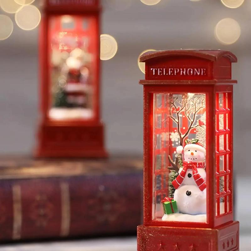 Christmas Themed Phone Booth Decoration, 3 Counts set LED Light Phone Booth Ornament, Decorative Light for Home Party Festival, Battery Included