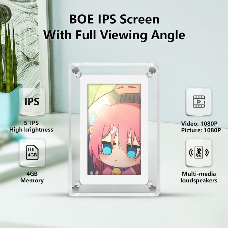 Crystal Advertising player acrylic 5 inch 4GB IPS Screen digital photo frame for gift