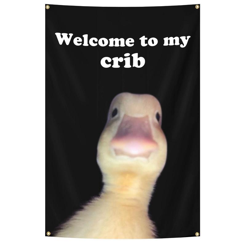 Welcome to My Duck Flag Funny Tapestries 2x3FT Home Decoration Man Cave Bedroom College Dorm, Black white