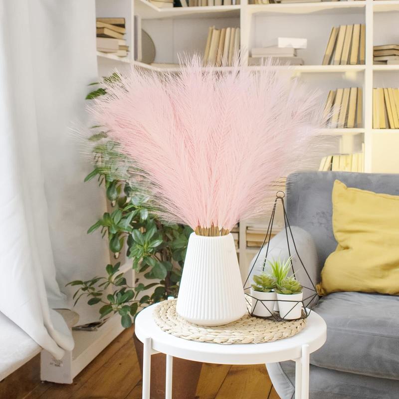 Artificial Pampas Grass, 24pcs Lovely Fluffy Faux Pampas Grass, Vase Filler Flower Arrangement for Home Wedding Party Dining Room Decor