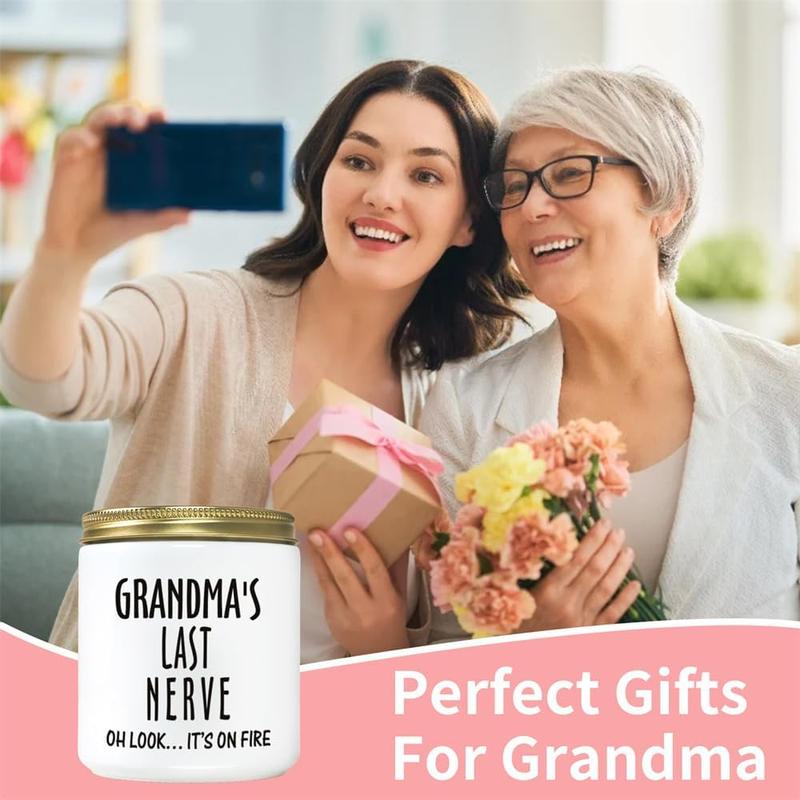 Grandma Candle Gifts for Grandma Gifts for Mothers Day from Granddaughter Grandson - 7oz Grandmau2019s Last Nerve Lavender Scented Soy Candle - Christmas Birthday Gift for Grandma from Grand