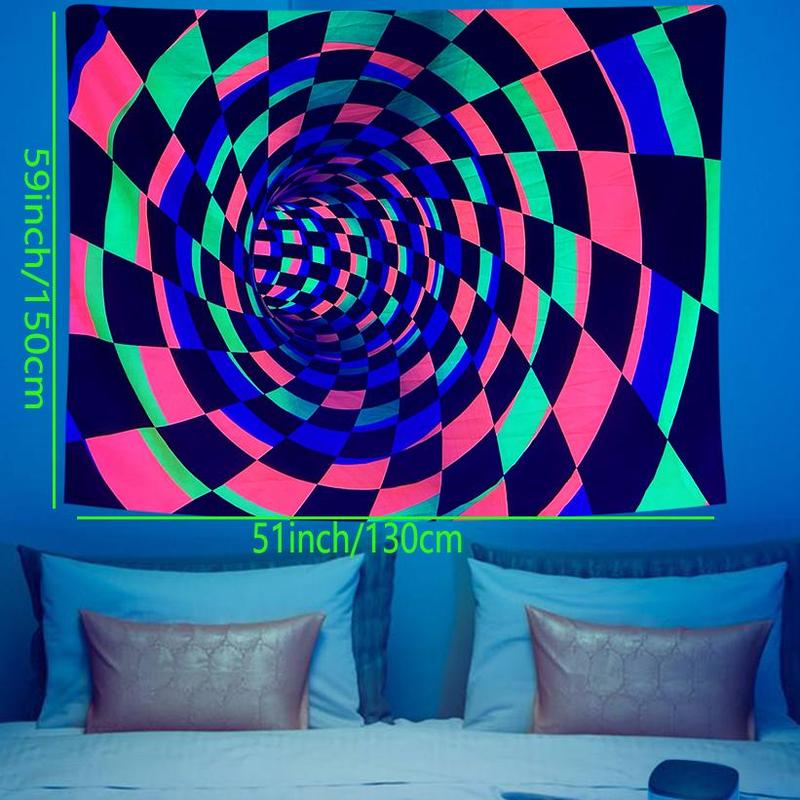 3D Fluorescent Geometric Pattern Tapestry, 1 Count Colorful Wall Hanging Tapestry, Wall Hanging Decor For Home Living Room Bedroom Decor