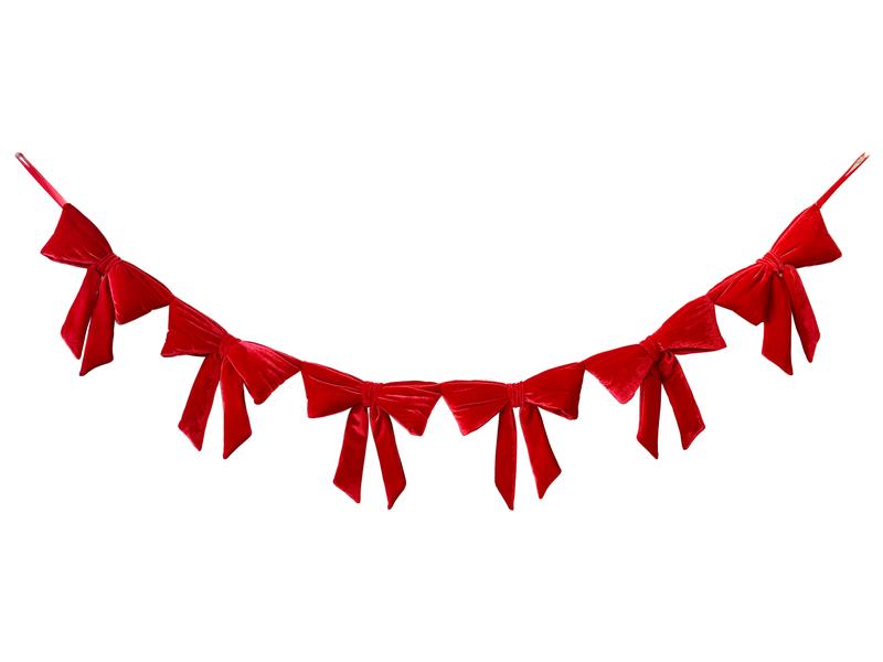 7 Feet Red Bow Garland for Festive Home Decorations - Banner door decor affordable  garland