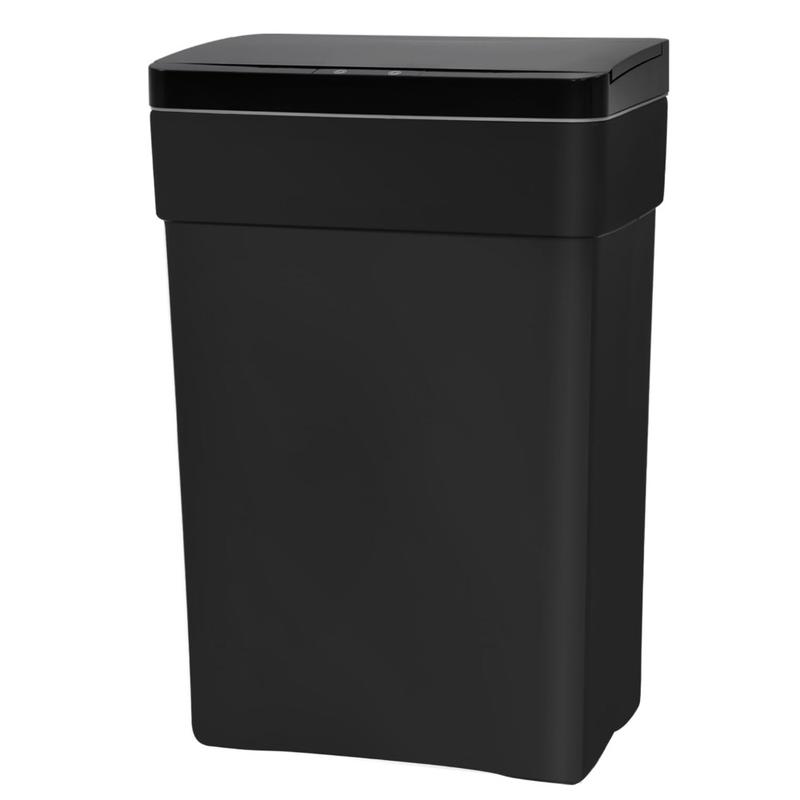 13 Gallon 50 L Trash Can with Lid Plastic Kitchen Trash Bin Automatic Touch Free Motion Sensor Trash Can  1 Black