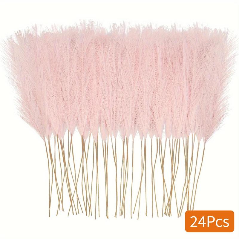 Artificial Pampas Grass, 24pcs Lovely Fluffy Faux Pampas Grass, Vase Filler Flower Arrangement for Home Wedding Party Dining Room Decor