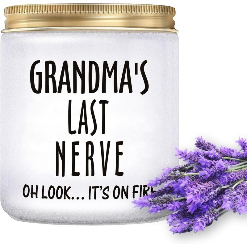 Grandma Candle Gifts for Grandma Gifts for Mothers Day from Granddaughter Grandson - 7oz Grandmau2019s Last Nerve Lavender Scented Soy Candle - Christmas Birthday Gift for Grandma from Grand