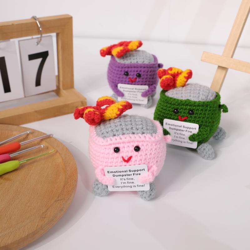 Christmas 2024 Ornaments Crochet Dumpster Fire Toy, 1 CountEmotional Support Dumpster FirePiush Toy, Emotional SupportOmament for Decoration Or Gift