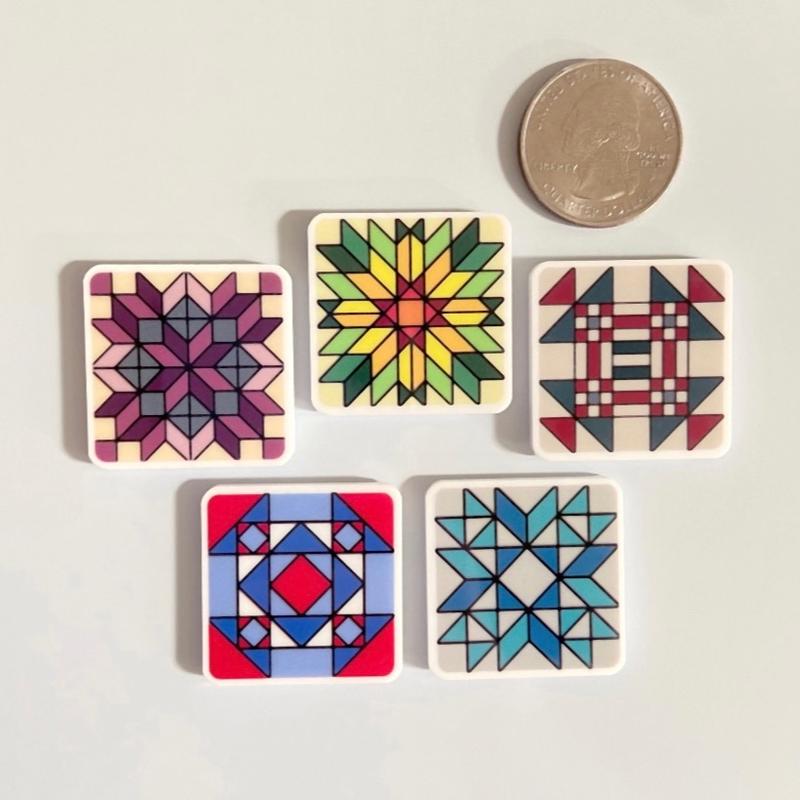 Quilt Block Fridge Magnets, Patchwork Quilt Blocks, Gifts for Quilters, Quilt Block Pattern Magnets, Decorative Kitchen Magnets