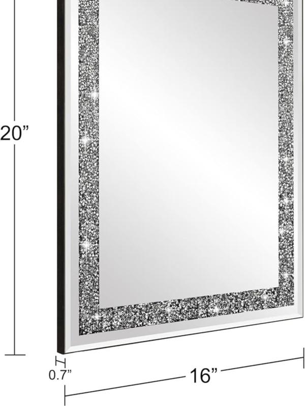 Rectangular Wall Mirror Crystal Crush Diamond Mirror for Home Décor Accent Mirror for Bathroom, Entryway and Bedroom, 16