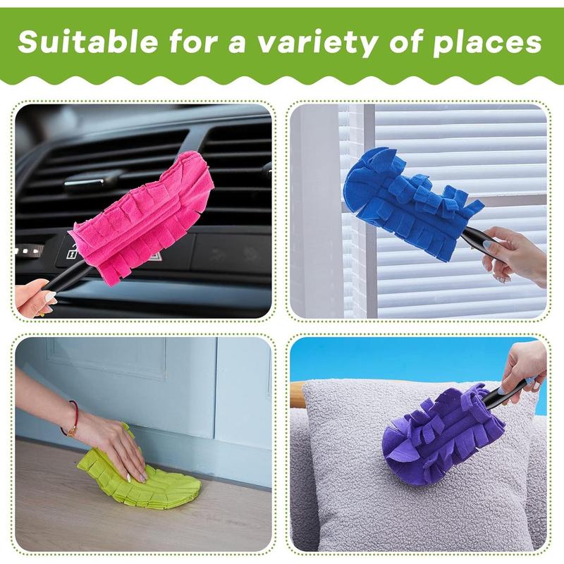 12 Pcs Duster Refill Fleece Refills Hand Dusters Cleaning Reusable Duster Pads Washable Dusters for Cleaning Ceiling Fan Hardwoods Window Kitchen Floor, Rainbow Colors (Dark Color)