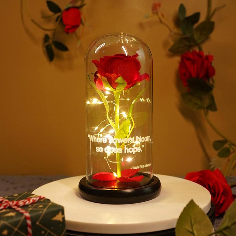 Preserved Red Galaxy Rose in Glass Dome – Beautiful Gift for Women | Ideal for Anniversaries & Holidays bouquet