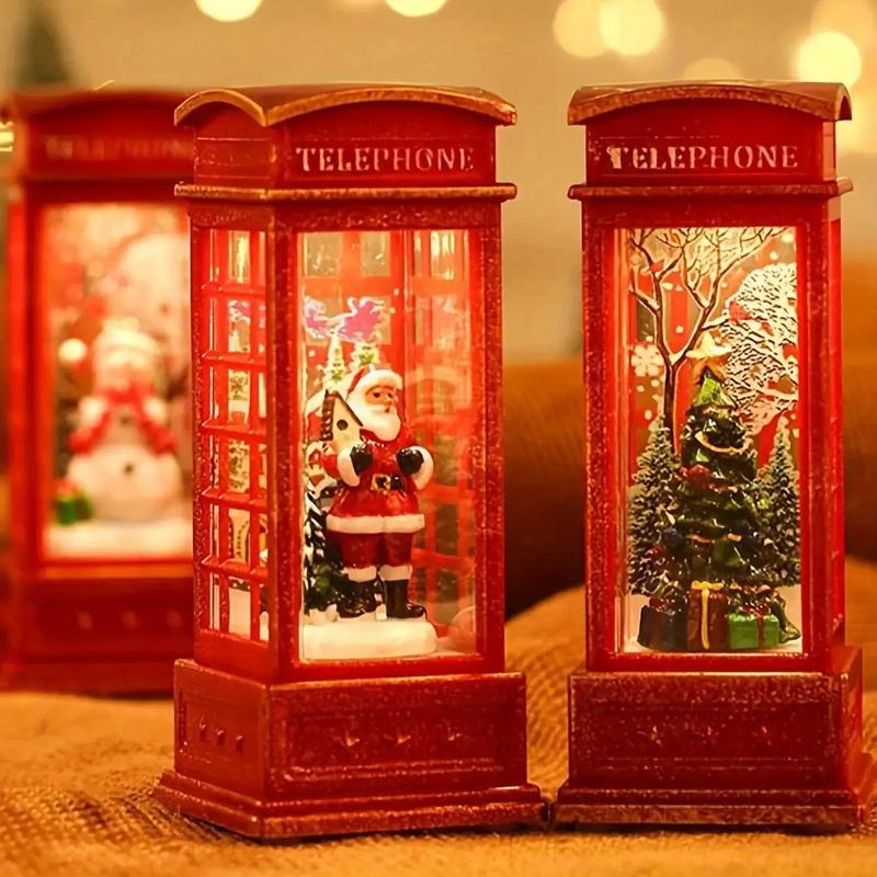 Christmas Themed Phone Booth Decoration, 3 Counts set LED Light Phone Booth Ornament, Decorative Light for Home Party Festival, Battery Included