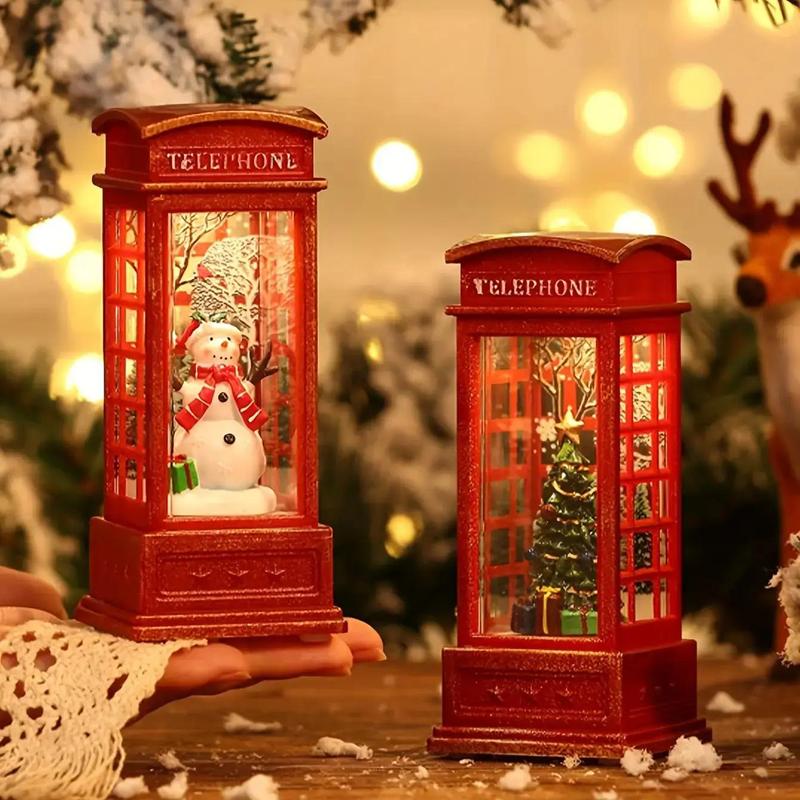 Christmas Themed Phone Booth Decoration, 3 Counts set LED Light Phone Booth Ornament, Decorative Light for Home Party Festival, Battery Included