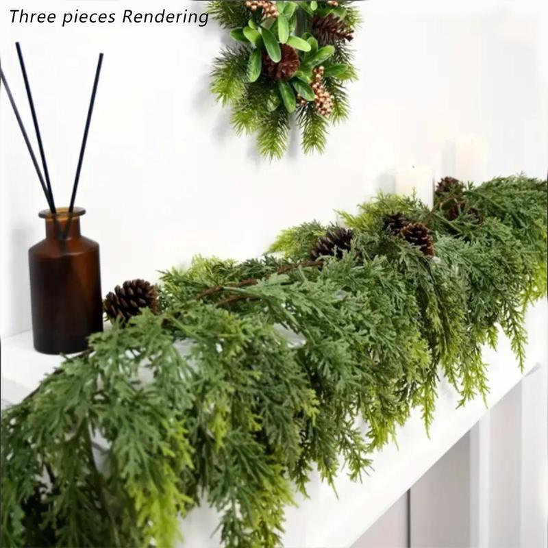 Lush Artificial Cedar Garland 72\- Great for Christmas and Holiday decorations, Vibrant Holiday Decor Decorative， Christmas gift