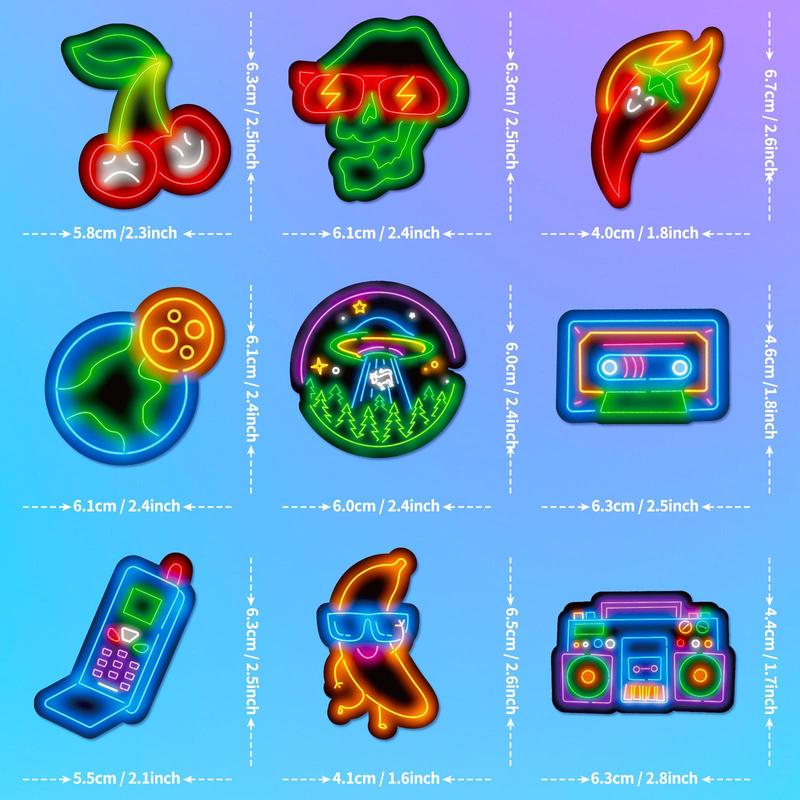 50pcs Neon Aesthetics Cartoon Pattern Creative Decorative Vinyl Sticker for Diy Water Bottle, Laptop, Skateboard, Notebook, Suitcases, Cool Sticker for Kids and Teens