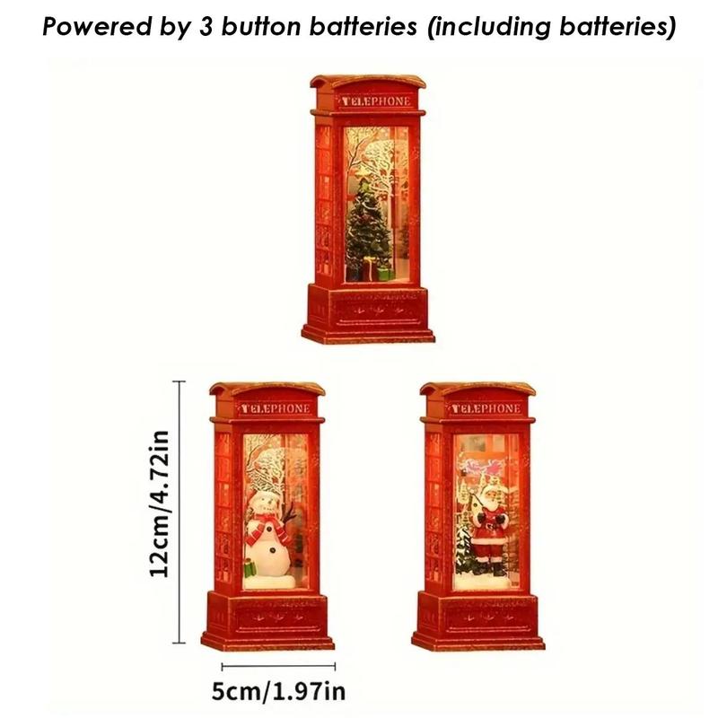 Christmas Themed Phone Booth Decoration, 3 Counts set LED Light Phone Booth Ornament, Decorative Light for Home Party Festival, Battery Included