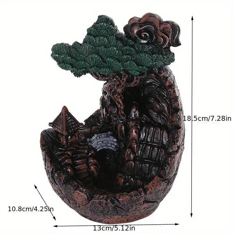 Resin Handicraft Back Flow Incense Burner, Creative Tree Design Incense Burner, Halloween Home Decor Ornament for Living Room Bedroom Office, Halloween Gift (Without Incense)