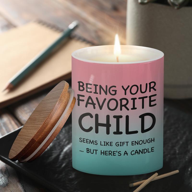 Funny Candle for Mom Dad - Being Your Favorite Child Ceramic Jar Scented Candles Gifts for Mothers Fathers from Daughter Son - Candle Gifts for Birthday Christmas Valentines