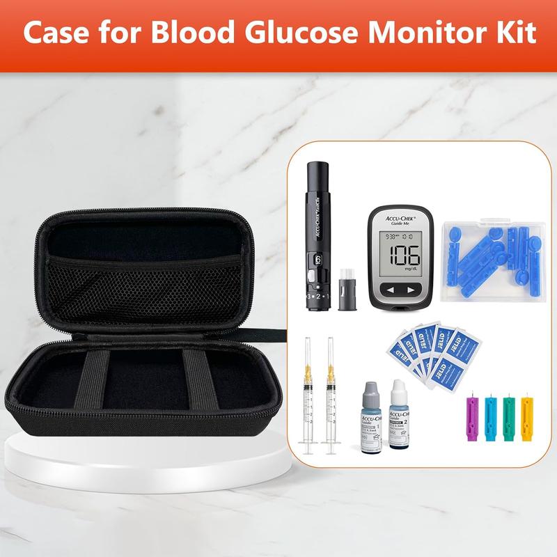 Diabetic Supplies Travel Case, Carrying Case Organizer for  Testing Kit,  Glucose Monitor Kit with Meter,  Sugar Test Strips, Lancets, Lancing Device,  Wipe (Case Only)