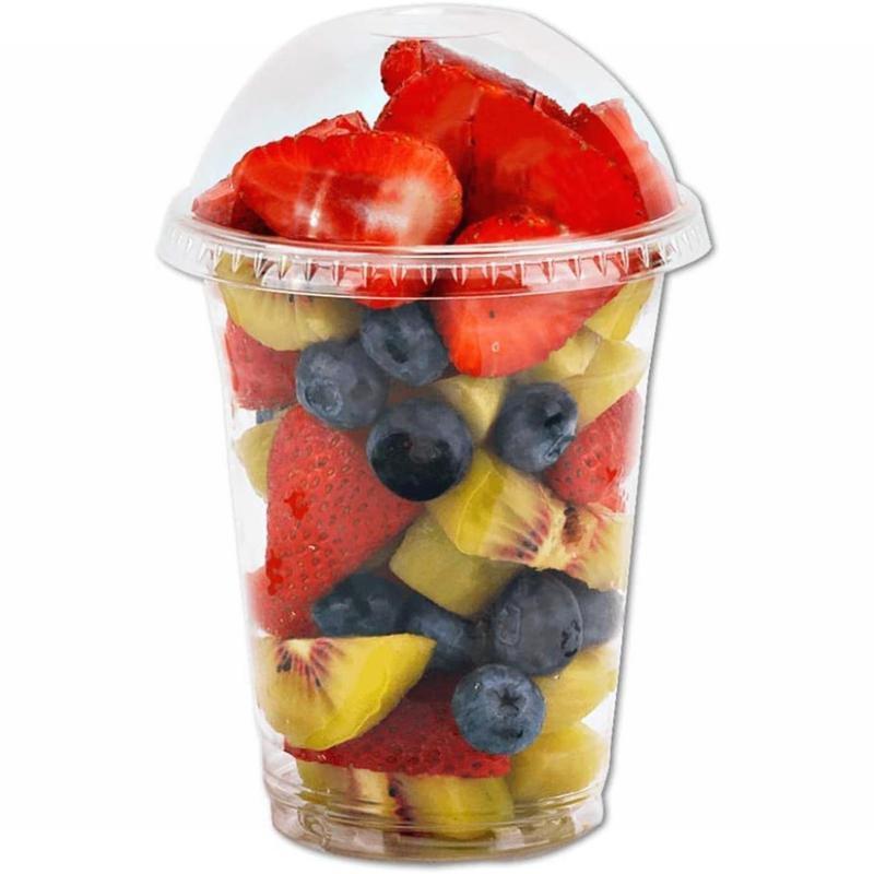 12 oz Clear Plastic Cups with Dome Lids (No Hole) - 30 Sets! PET Disposable Dessert Cups for Ice Cream, Iced Cold Coffee, Cupcake, Fruit Cups. Great for bday Party with Nice Sealing.