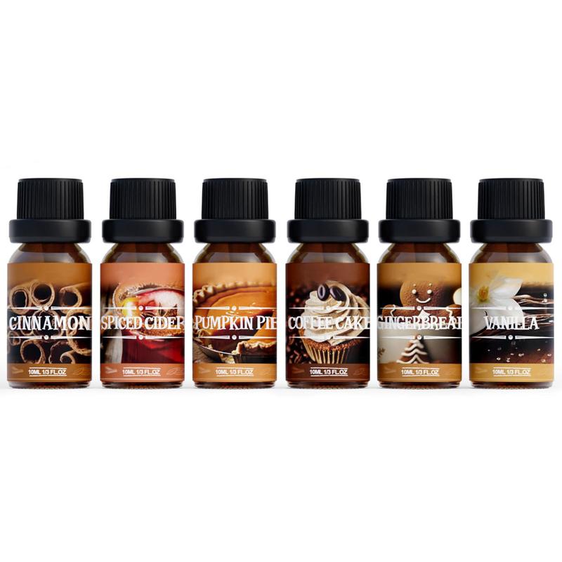 Spice Fragrance Oils Set, Premium Essential Oils Set for Diffuser, Candle, Soap Making, Warm Fall Scented Oil, Cinnamon, Spiced Cider, Pumpkin Pie, Coffee Cake, Gingerbread, Vanilla Spice,Witchy Supplies Perfume Freshener Aroma