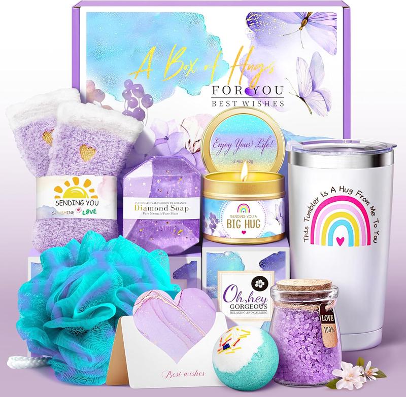 seasonal baskets Gifts for Women 8pcs Lavender Birthday Gifts Baskets for Her Mom, Sister, Female Friends