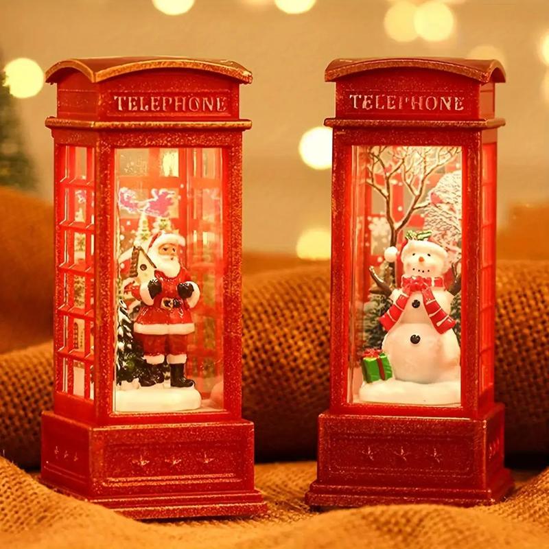 Christmas Themed Phone Booth Decoration, 3 Counts set LED Light Phone Booth Ornament, Decorative Light for Home Party Festival, Battery Included