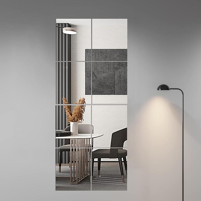 Self Adhesive Acrylic Mirror, Mirror Tiles,Flexible Plastic Mirror Sheets Wall Stickers,2MM Thick Mirror,Frameless Small Mirror  Glass Full Length Wall Mirror Tiles Frameless Body Tiles for Bedroom, Mounted Home Gym, Door