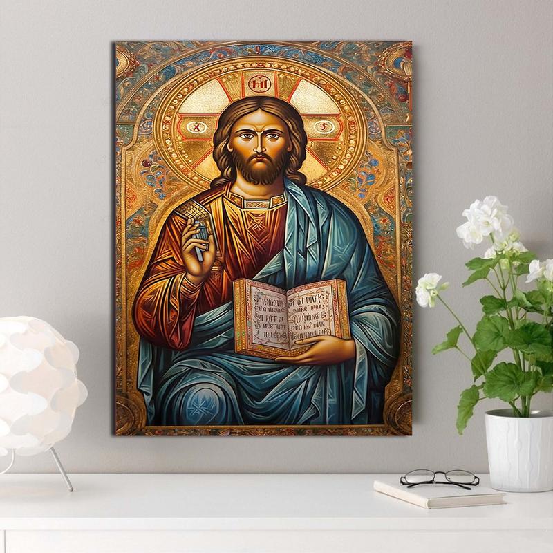 Eastern Orthodox Jesus Christ Oil Painting Poster , Decorative Wall Art for Home, Office, or Hotel rimless