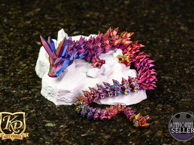 Articulating Crystal Dragon - With optional Dragon Egg - Fantasy Art for Home Decor Ornaments