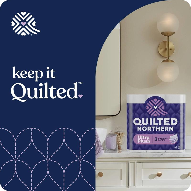 Quilted Northern Ultra Plush 3-Ply Toilet Paper, 12 Mega Rolls - Soft and Absorbent - Wipes