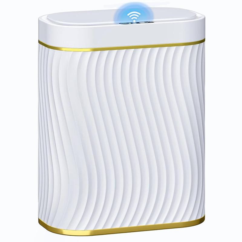 2.6-Gallon Touchless Bathroom Trash Can - Automatic Lid, Narrow Waterproof Bin for Bedroom, Office, and Living Room