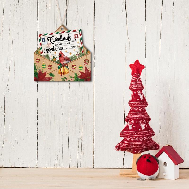 Envelope Shaped Wooden Hanging Sign Decor, Cardinals Appear When Loved Ones Are Near Hanging Ornament, Wall Decor for Home Farmhouse Office Room