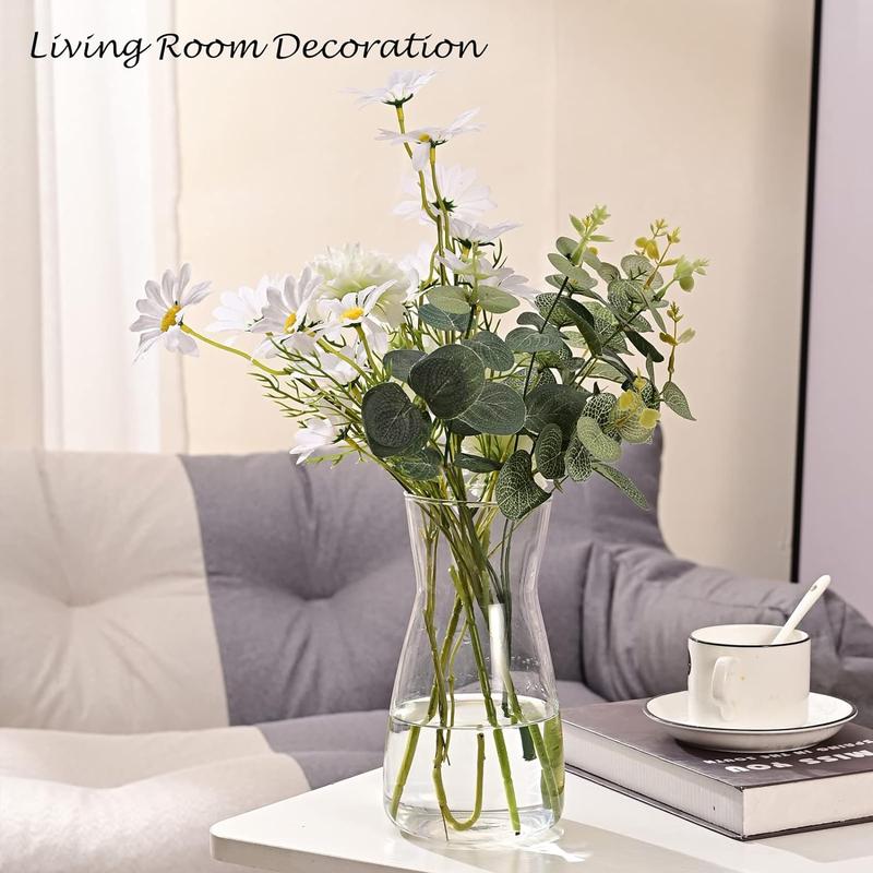 8 inch Clear Glass Flower Vases for Centerpiece Table Home Indoor Desk Decor,Ins Modern Boho Style Vase for Wedding Housewarming Gift Decoration Decorative Floral Ornaments