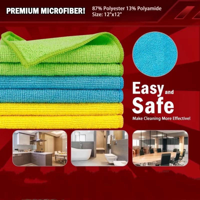 50 Pack Microfiber Cleaning Cloths for Cars, SUVs, House, Kitchen, Window - Premium All-Purpose Absorbent Cleaning Towel