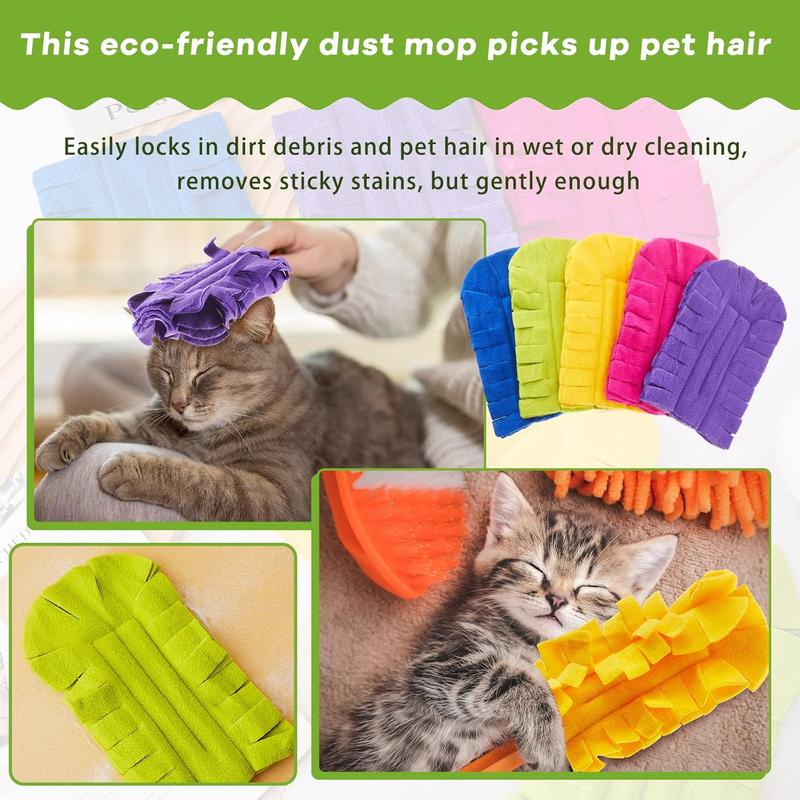 12 Pcs Duster Refill Fleece Refills Hand Dusters Cleaning Reusable Duster Pads Washable Dusters for Cleaning Ceiling Fan Hardwoods Window Kitchen Floor, Rainbow Colors (Dark Color)