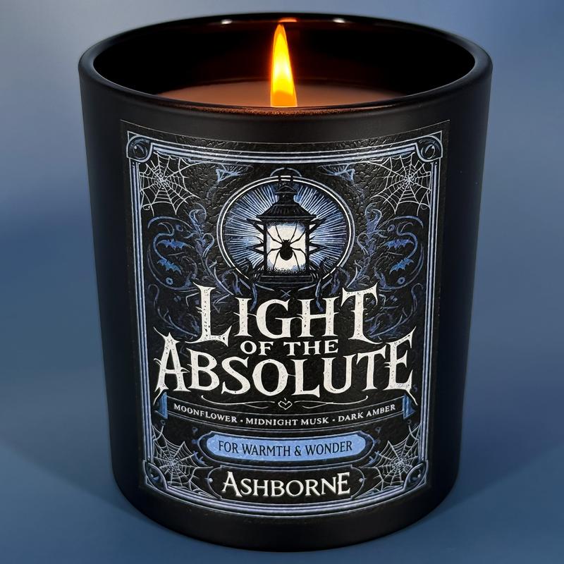 Light of the Absolute - 8oz Scented Candle - Moonflower, Midnight Musk, Dark Amber - Natural Coconut Wax - 35 h Burn Time - Premium Foil Label - Dark Candles