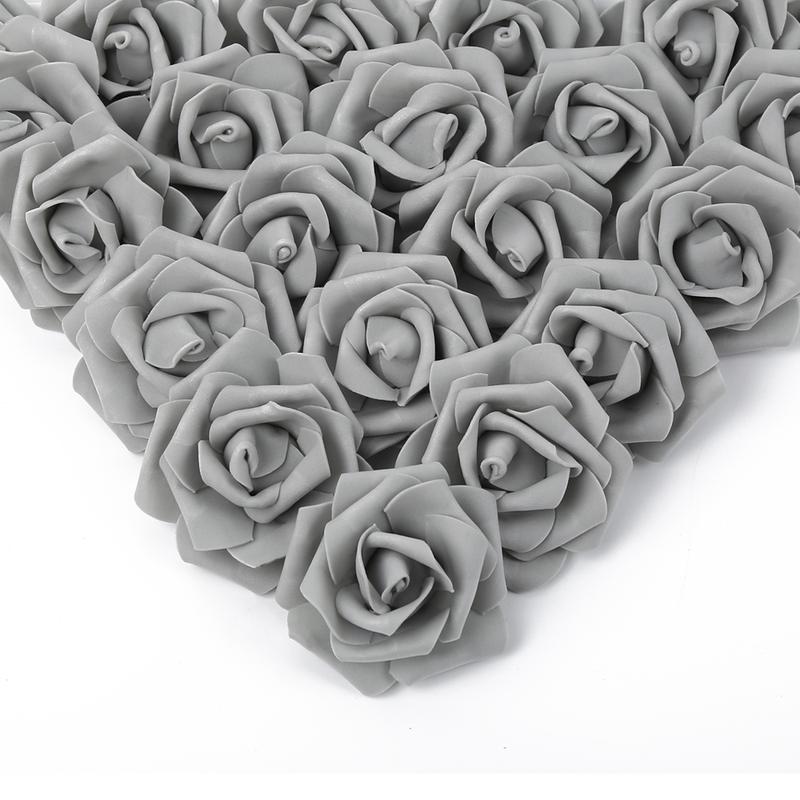 Artificial Rose Flower Heads, 100pieces Real Looking Light Pink Foam Fake Roses for DIY Wedding Baby Shower Centerpieces Arrangements Party Tables Home Decorations