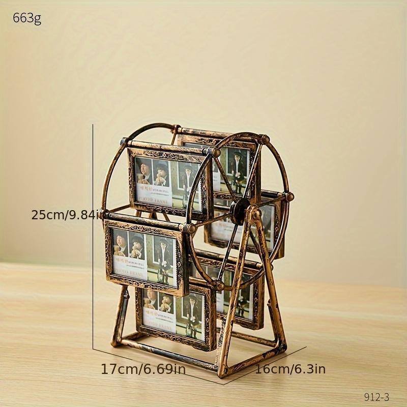 Vintage Rotating Wheel Picture Frame, 1 Count Photo Display Frame, Photo Organizer for Home Office Dormitory School Decor