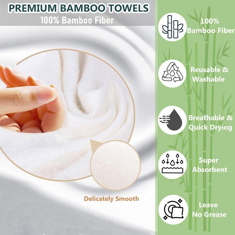 Tree-Free Reusable and Washable Bamboo Paper Towels - Sustainable Substitution of 6 rolls Bounty Paper Towels | Heavy Duty & Super Absorbent, Durable | 20 Sheets Roll